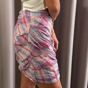 Isabel Marant Pink and Blue Plaid Mini Skirt